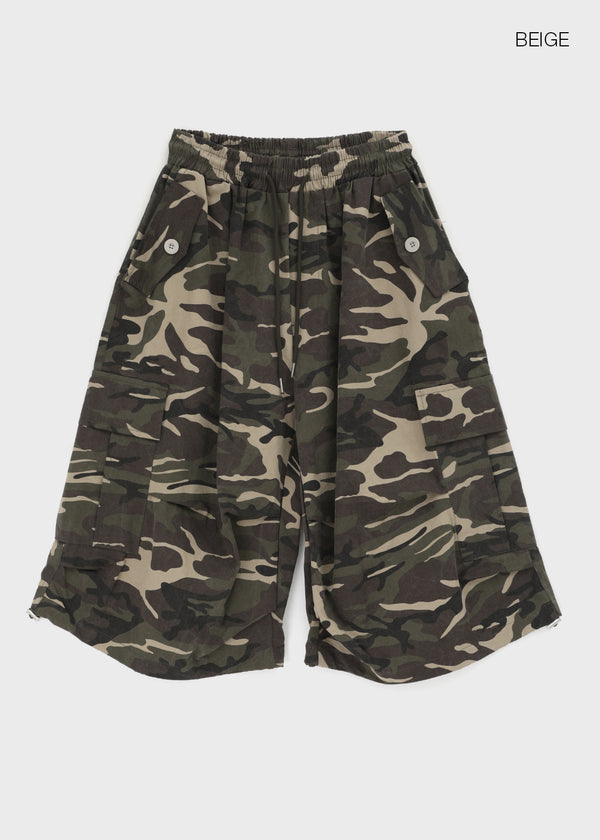 (UNISEX) GeulEum Camo Bermuda Banding Pants