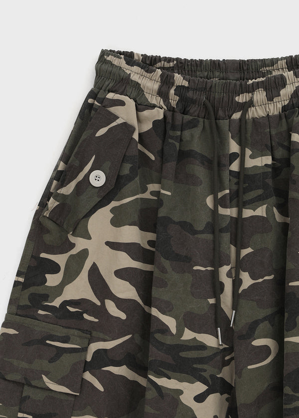 (UNISEX) GeulEum Camo Bermuda Banding Pants
