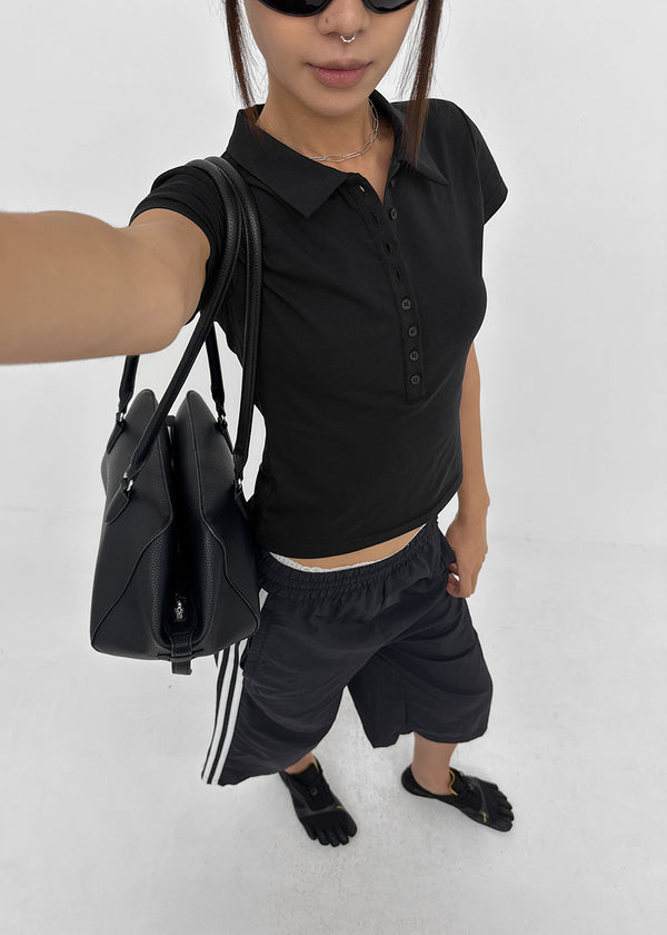 [MADE] Meludi Collar Short Sleeve Top