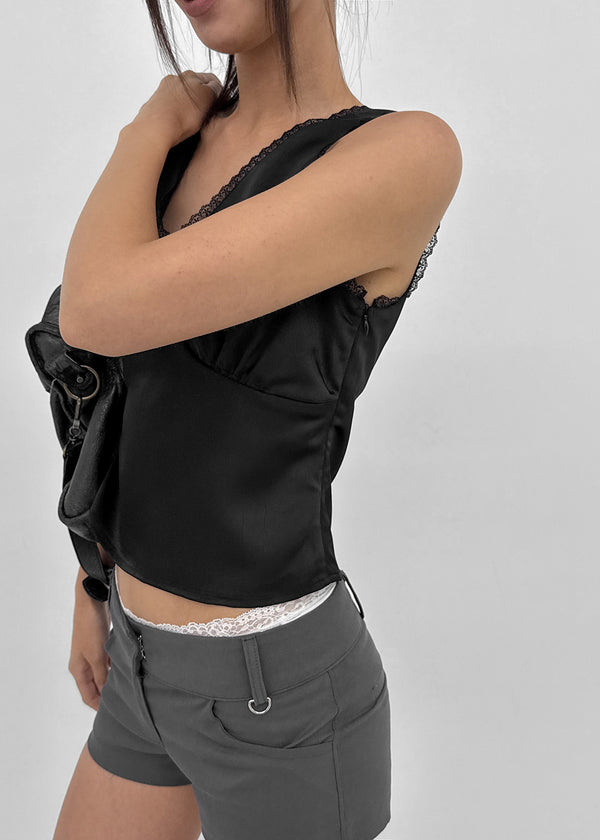[MADE] Roheller Lace Satin V-Neck Sleeveless Top (Set Available)