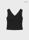 [MADE] Roheller Lace Satin V-Neck Sleeveless Top (Set Available)