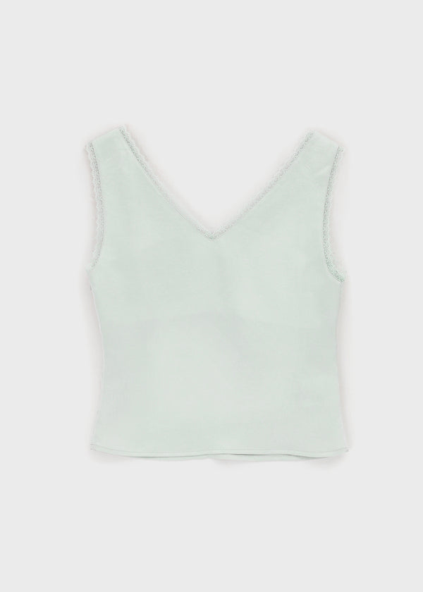 [MADE] Roheller Lace Satin V-Neck Sleeveless Top (Set Available)