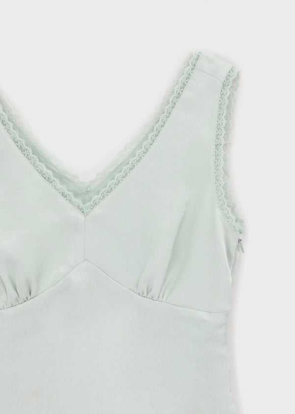 [MADE] Roheller Lace Satin V-Neck Sleeveless Top (Set Available)