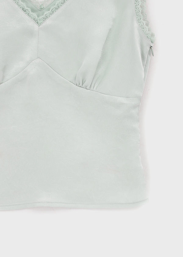 [MADE] Roheller Lace Satin V-Neck Sleeveless Top (Set Available)