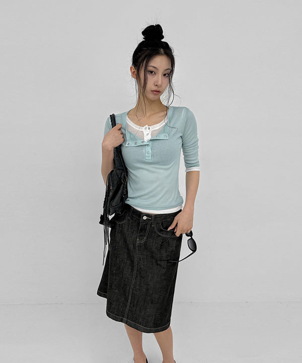 Morety Summer Henley Neck Sleeveless Tee