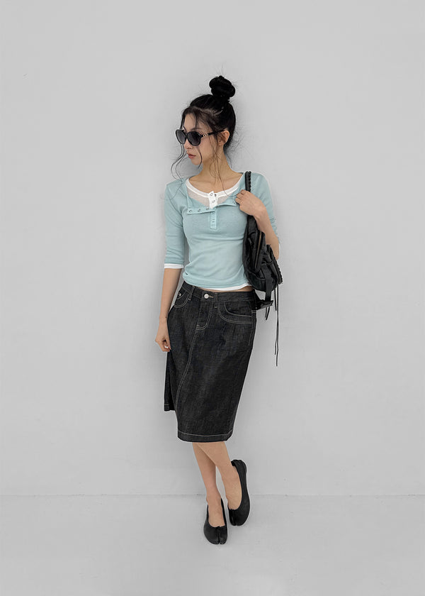[MADE] Bitum Summer Denim Midi Skirt