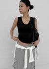 [MADE] Quroti V-Neck Sleeveless Top (Built-in Cap)