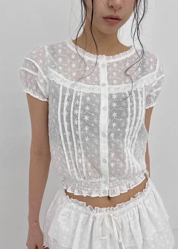 [MADE] Ggumi Lace Puff Blouse