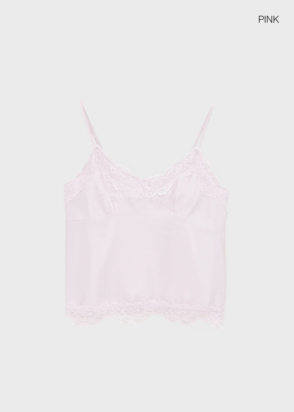 Reflect Satin Lace Sleeveless Top