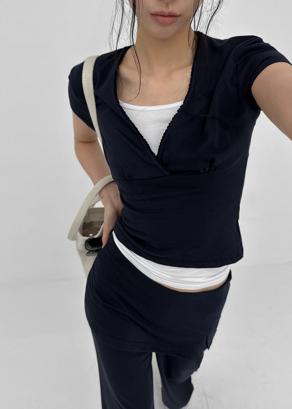 [MADE] Pompo Cooling Lace Wrap Short Sleeve Tee (Set Available)