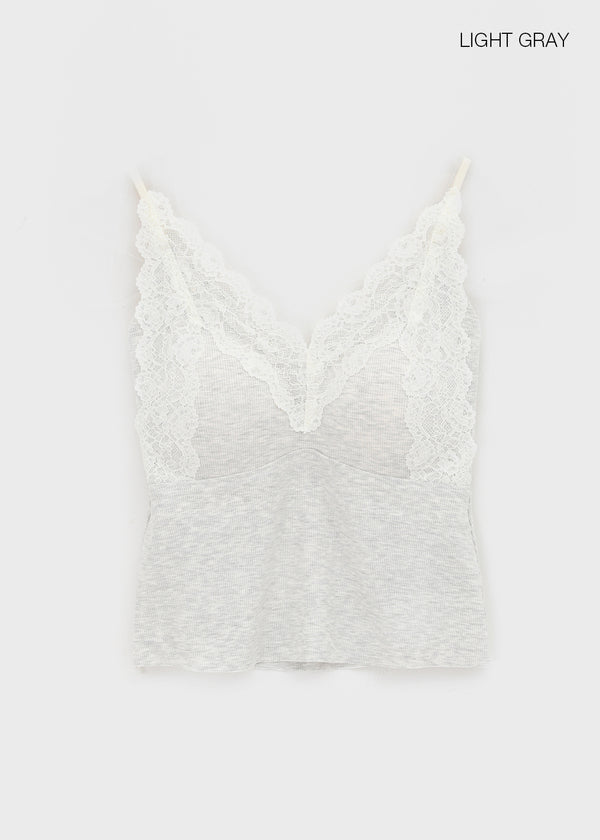 Diet V-neck Lace Sleeveless (Built-in Cap)