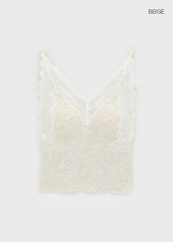 Diet V-neck Lace Sleeveless (Built-in Cap)