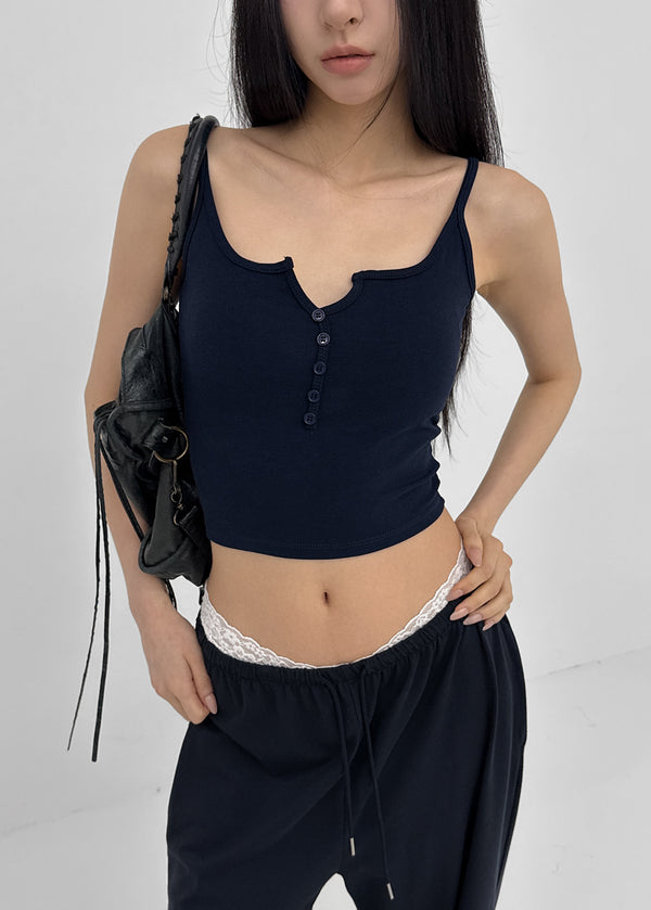 Carmen Button Crop Sleeveless (Built-in Cap)