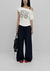 Diez Asymmetrical Off-shoulder Short Sleeve Tee