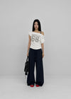 Diez Asymmetrical Off-shoulder Short Sleeve Tee