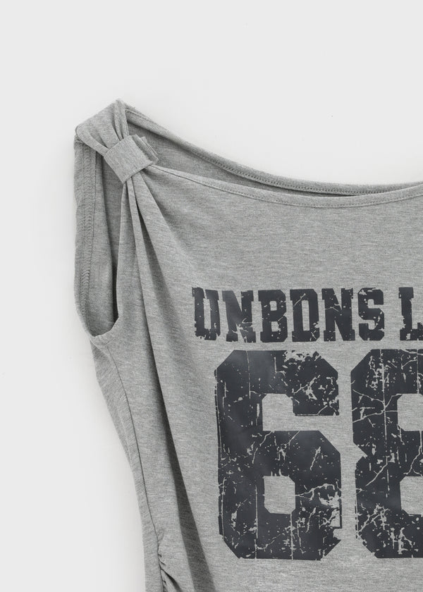 Diez Asymmetrical Off-shoulder Short Sleeve Tee