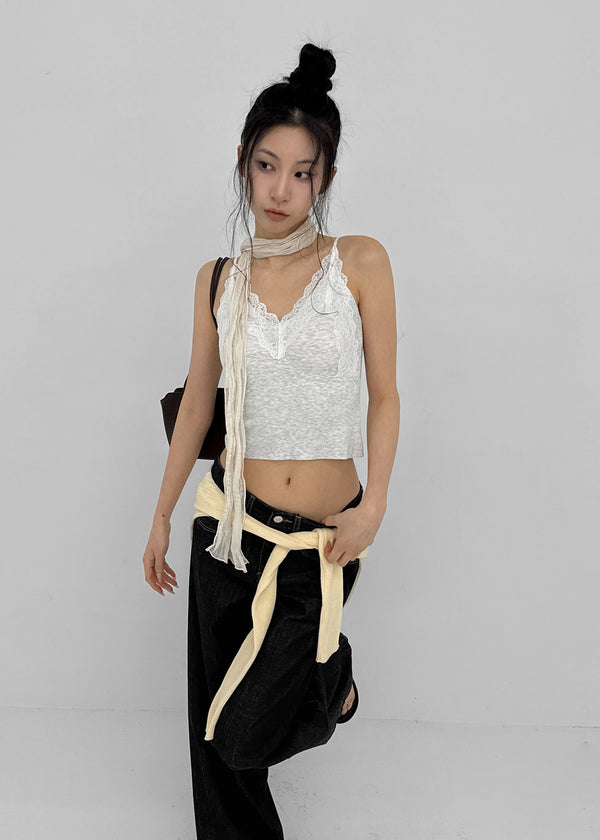 Diet V-neck Lace Sleeveless (Built-in Cap)