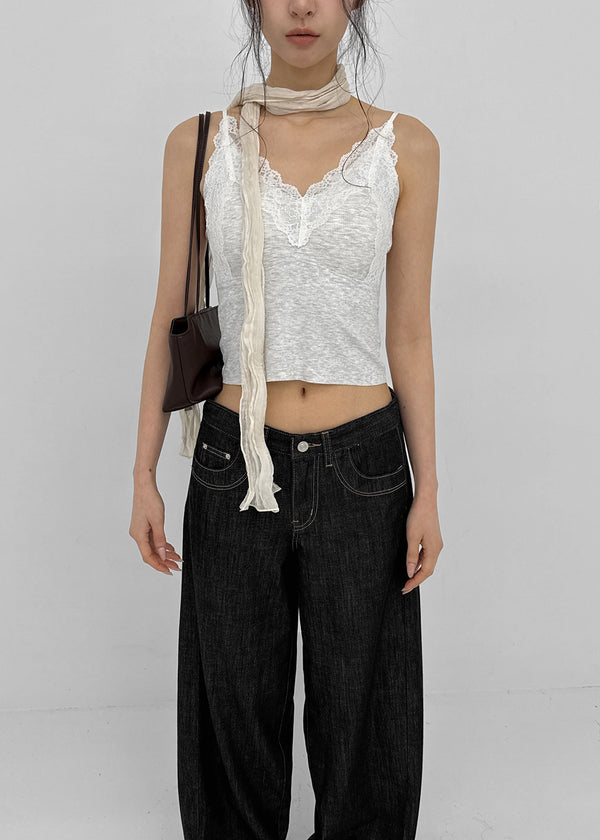 Diet V-neck Lace Sleeveless (Built-in Cap)