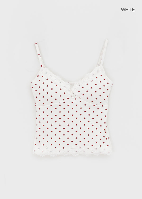 Riviera Dot Lace Sleeveless (Built-in Cap)