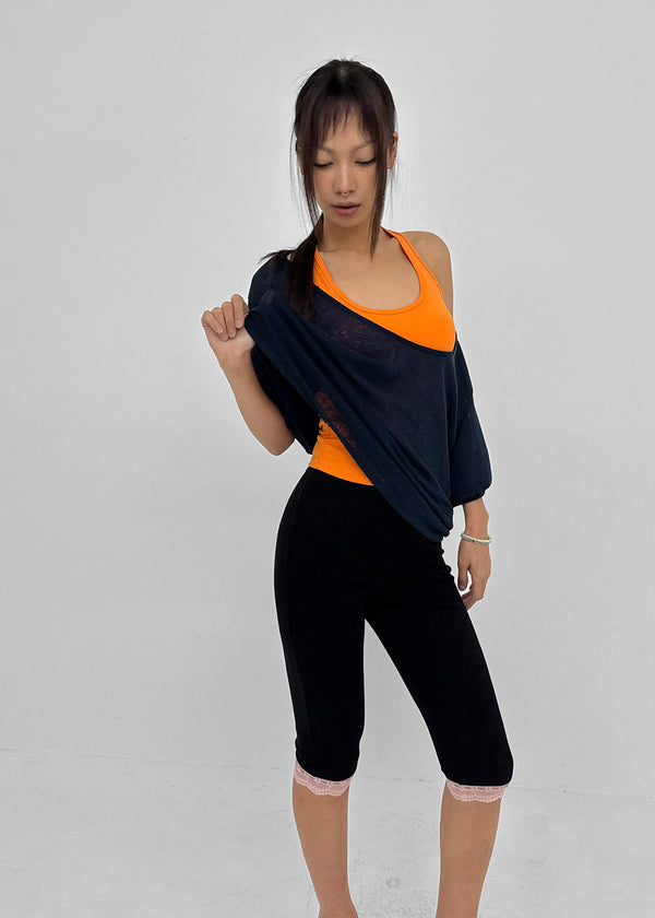 Glam Deep U-neck Summer Knit Short Sleeve Tee