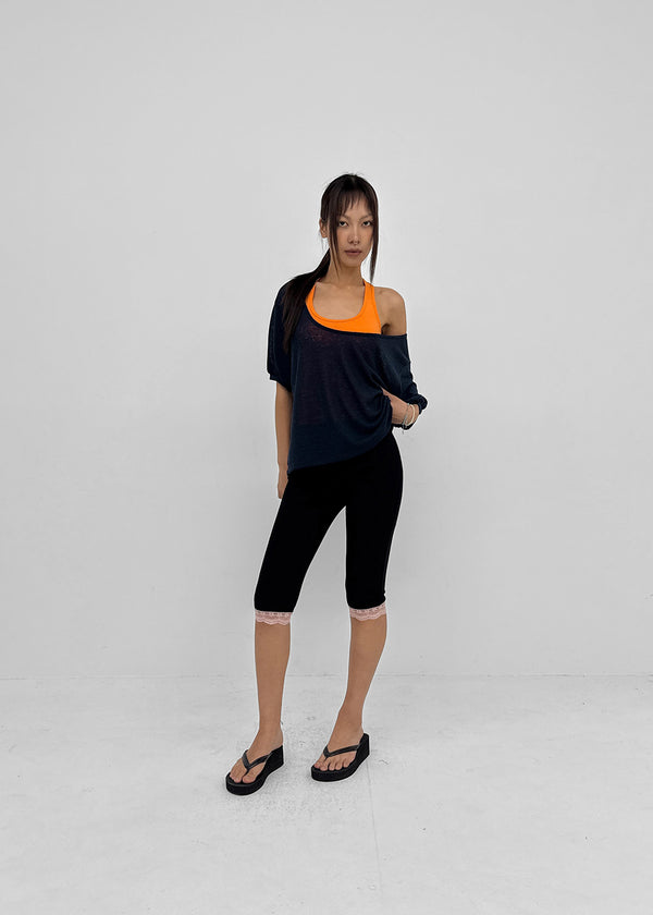 Glam Deep U-neck Summer Knit Short Sleeve Tee