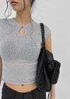 [MADE] Yuti Keyhole Cap Sleeve Short Sleeve Knit Top