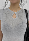 [MADE] Yuti Keyhole Cap Sleeve Short Sleeve Knit Top