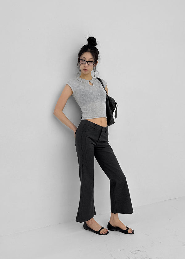 [MADE] Yuti Keyhole Cap Sleeve Short Sleeve Knit Top