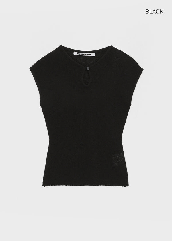 [MADE] Yuti Keyhole Cap Sleeve Short Sleeve Knit Top