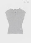 [MADE] Yuti Keyhole Cap Sleeve Short Sleeve Knit Top