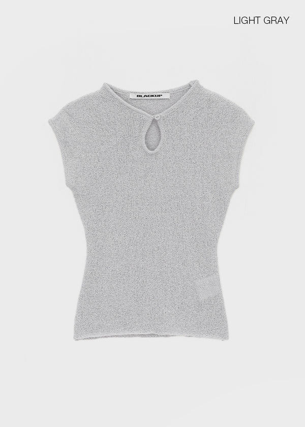 [MADE] Yuti Keyhole Cap Sleeve Short Sleeve Knit Top