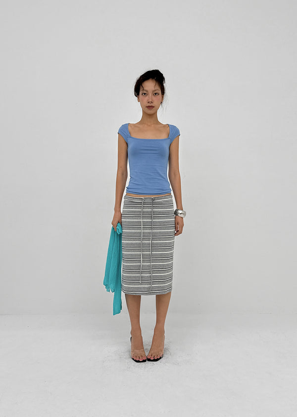 [MADE] Daychi Square Neck Cap Sleeve Short Sleeve Top