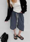 (UNISEX) Randu Check Bermuda Elastic Pants