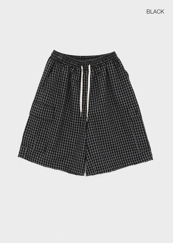 (UNISEX) Randu Check Bermuda Elastic Pants