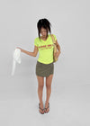 Hironing Lettering V-neck Short Sleeve T-shirt