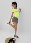 Hironing Lettering V-neck Short Sleeve T-shirt