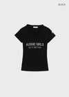 Hironing Lettering V-neck Short Sleeve T-shirt