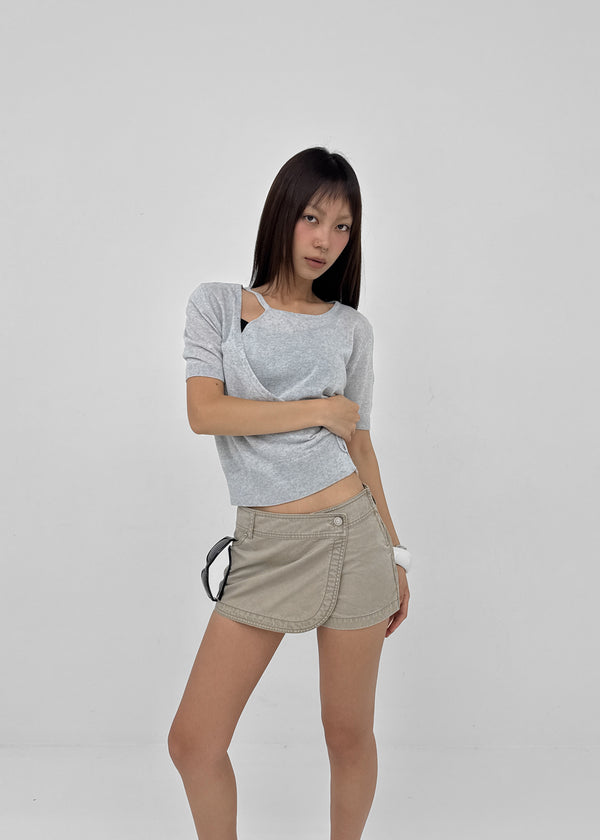 Shuaro Linen Wrap Short Sleeve Knit