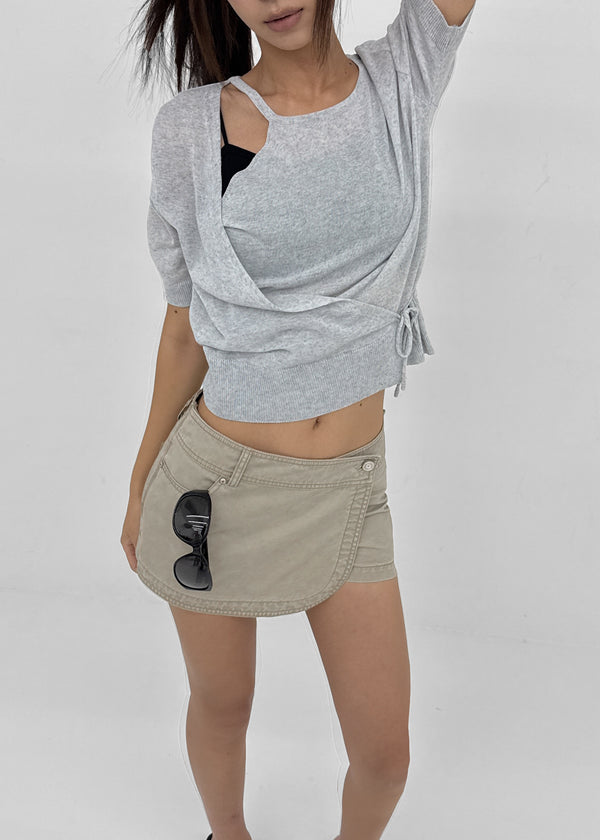 Shuaro Linen Wrap Short Sleeve Knit