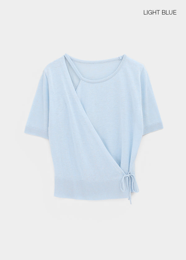 Shuaro Linen Wrap Short Sleeve Knit