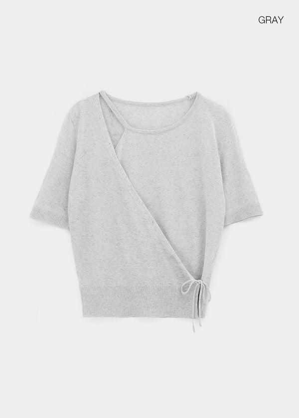 Shuaro Linen Wrap Short Sleeve Knit