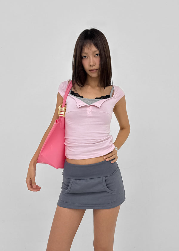 [MADE] Daychi Button Cap Sleeve Short Sleeve Top