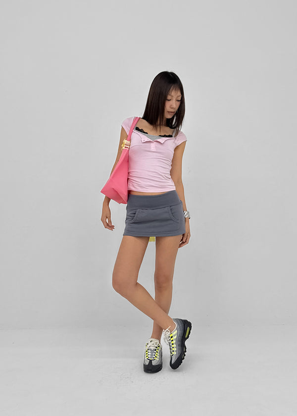 [MADE] Daychi Button Cap Sleeve Short Sleeve Top
