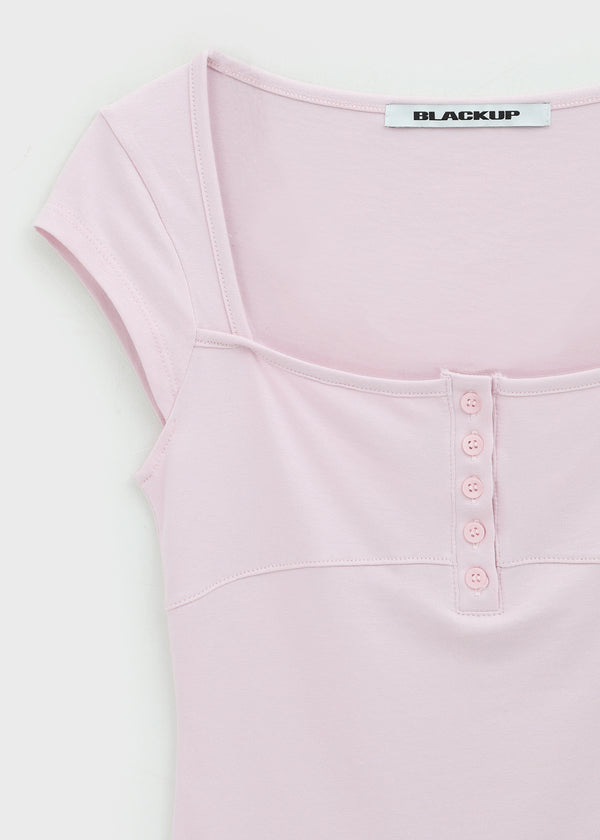 [MADE] Daychi Button Cap Sleeve Short Sleeve Top