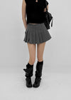 Div Slit Pleated Mini Skirt Pants