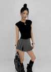 Div Slit Pleated Mini Skirt Pants
