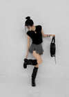 Div Slit Pleated Mini Skirt Pants