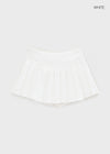 Div Slit Pleated Mini Skirt Pants