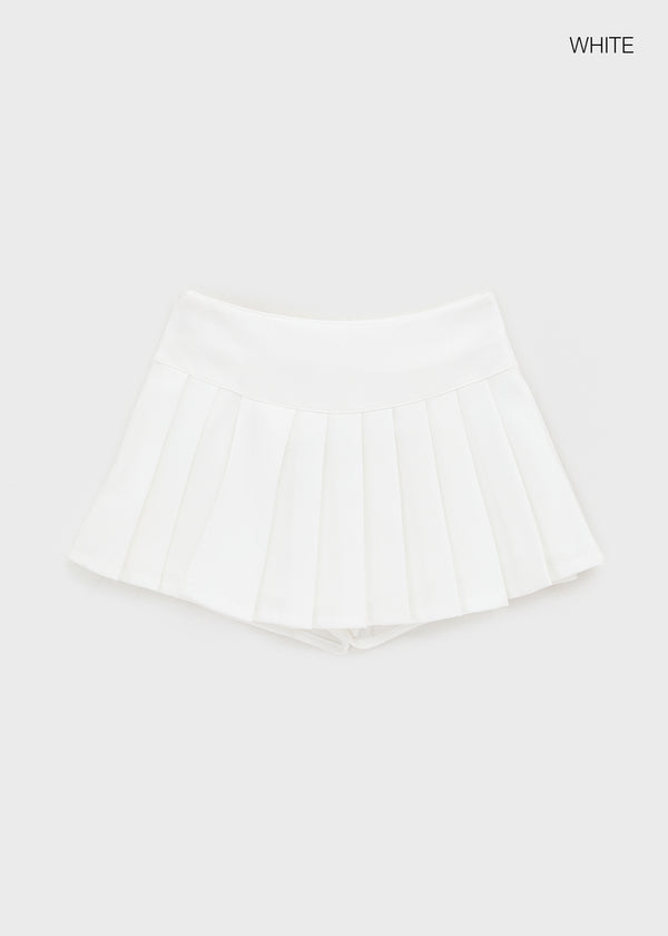Div Slit Pleated Mini Skirt Pants