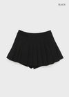 Div Slit Pleated Mini Skirt Pants